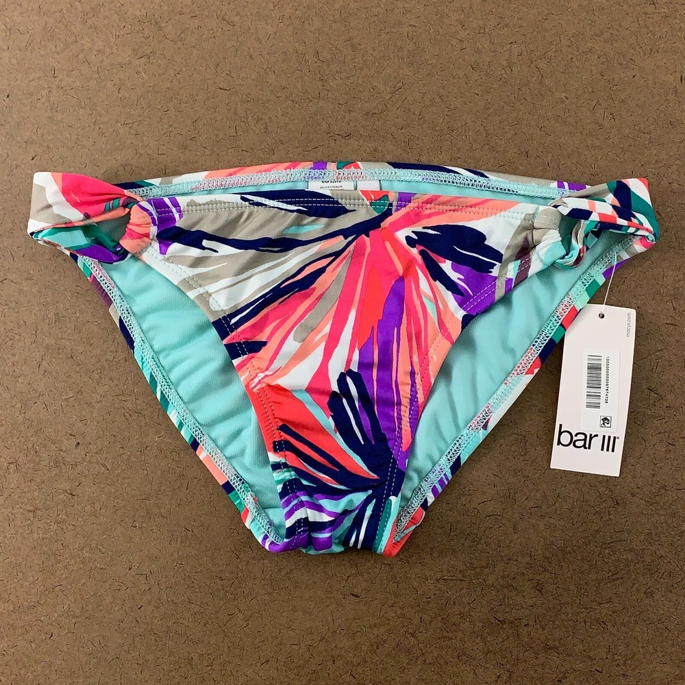 Bar III Women's Size XS Colorful Floral Cheeky Bikini Swim Bottom NWT